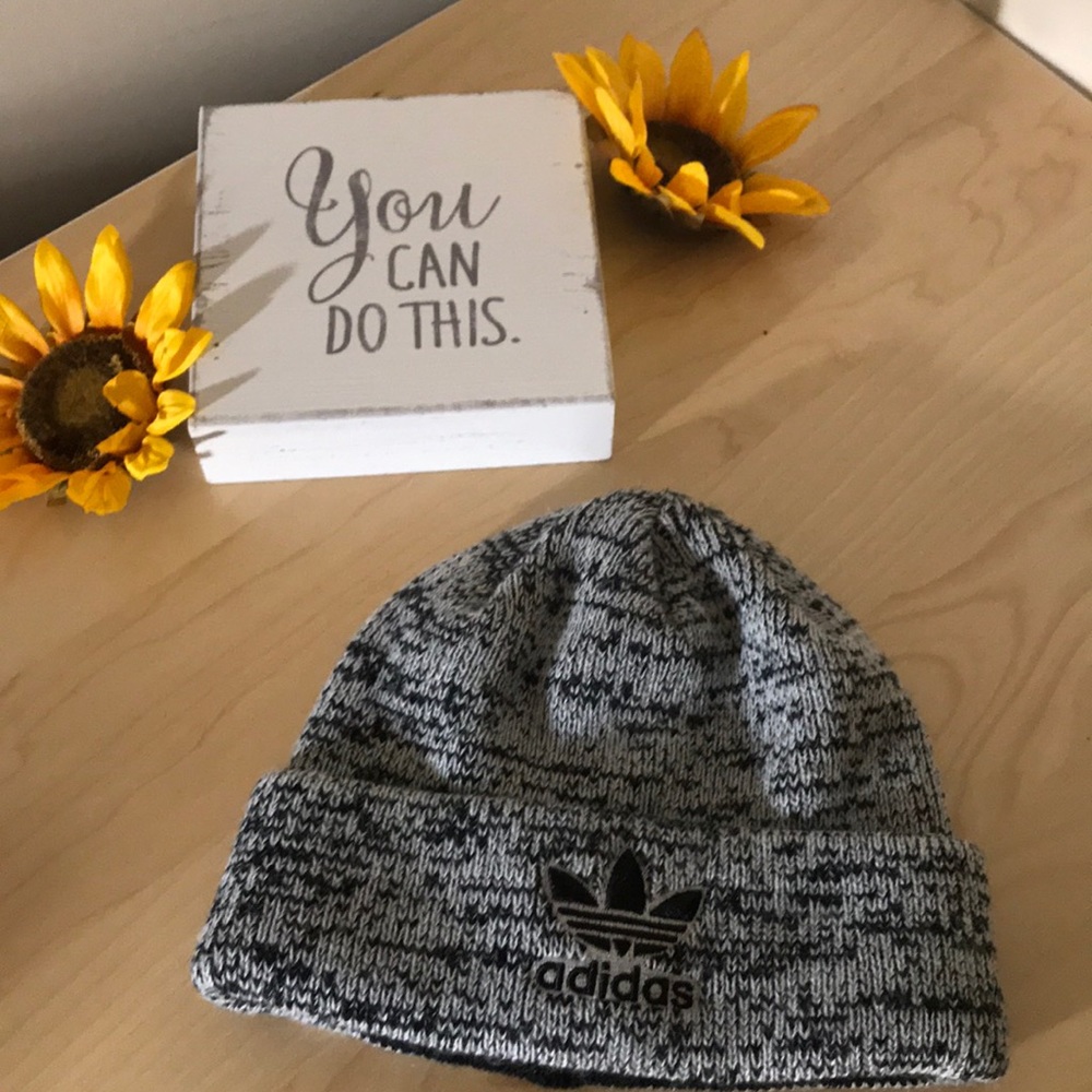 Adidas black and grey beanie